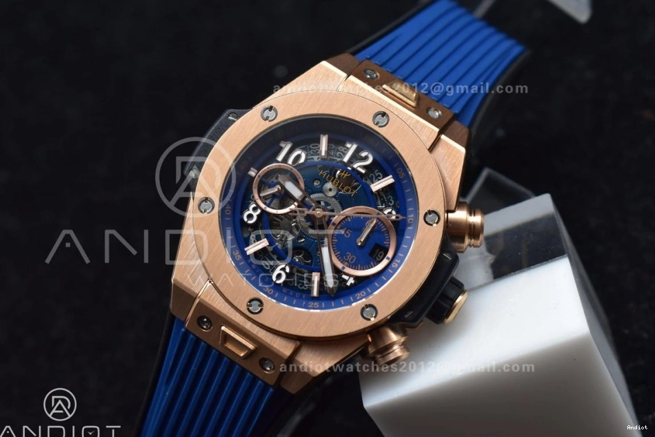 on 1:1 RG Strap Blue Unico Big Best Rubber Skeleton Blue Hublot Bang Dial ZF A1280 Edition 1122